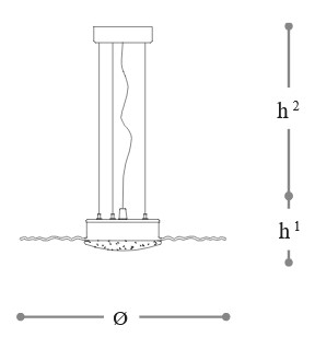 Dimensions of Italamp Gravity Incanto Suspension Lamp